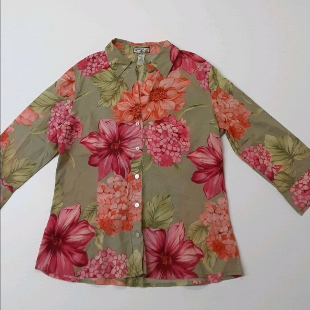 Caribbean Joe womens Floral Shirt Size M